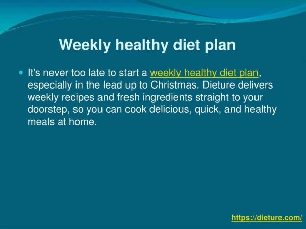 Weekly healthy diet plan