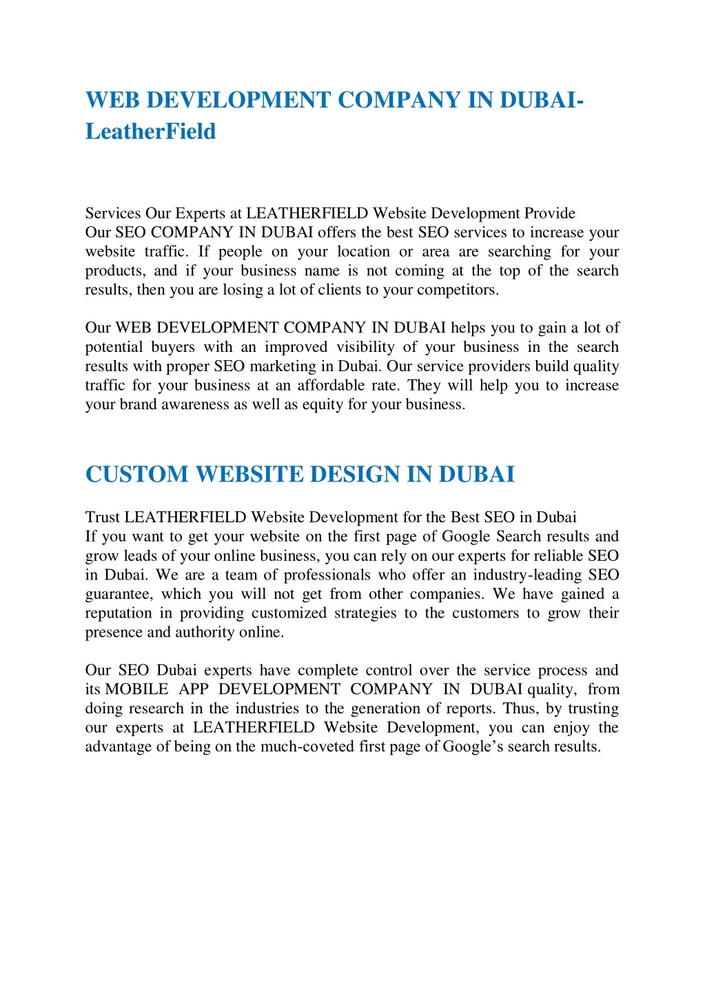 web development company in dubai leatherfield