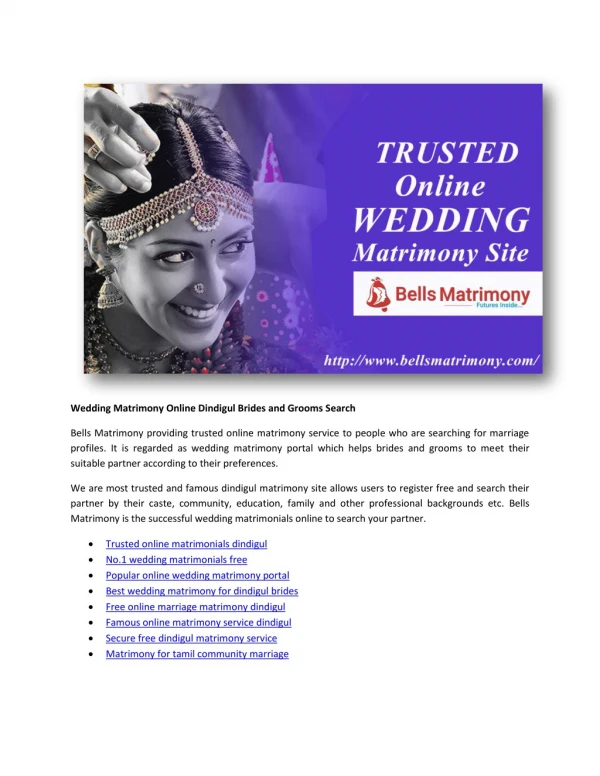 Wedding Matrimony Online Dindigul Brides and Grooms Search