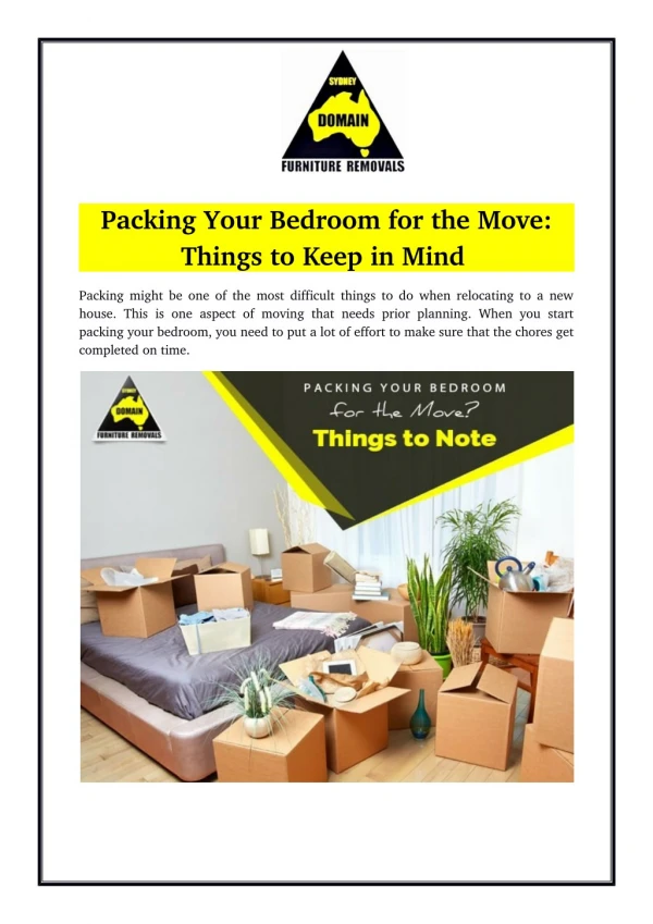 Packing Your Bedroom for the Move: Things to Keep in Mind