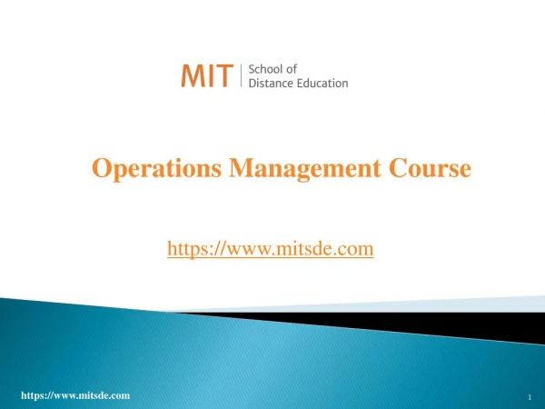 Operations Management Course | Operation Management MBA