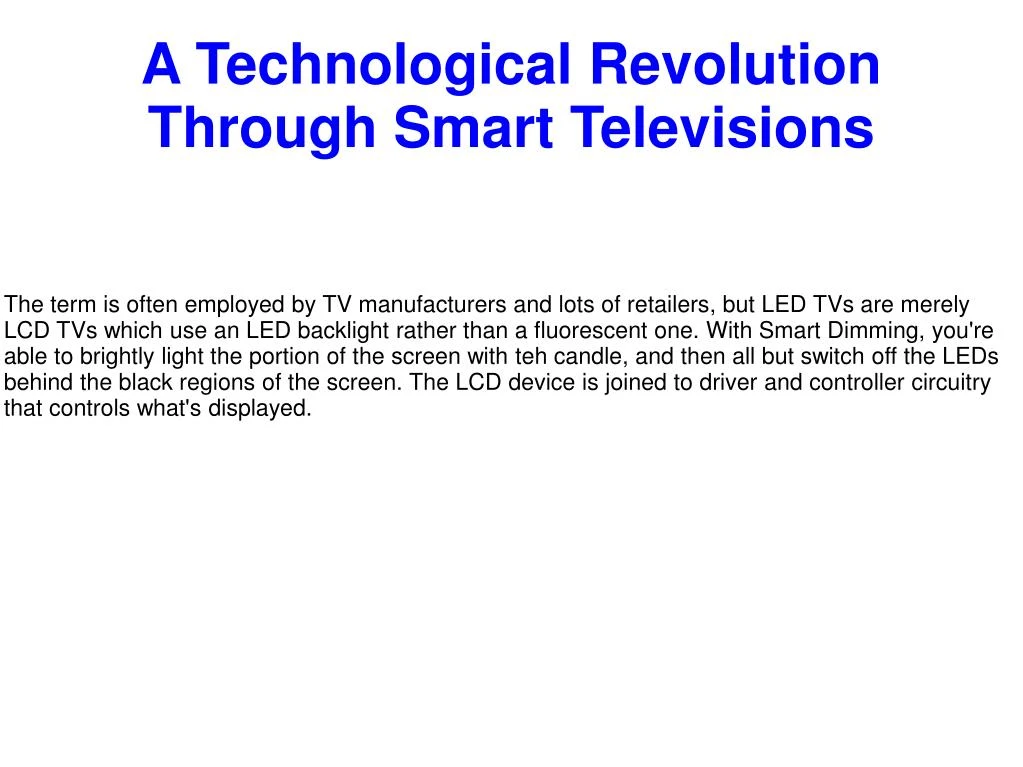 a technological revolution through smart televisions