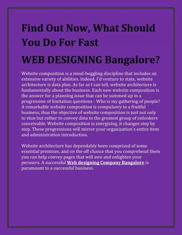 Find Out Now, What Should You Do For Fast WEB DESIGNING?