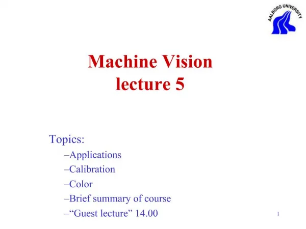 Machine Vision lecture 5