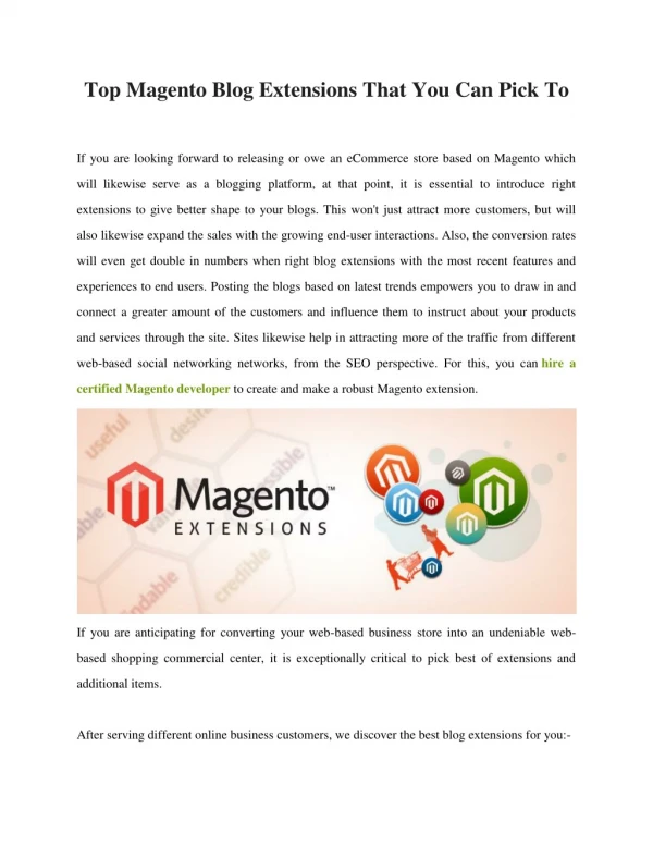 Top Magento Blog Extensions that you can Pick to