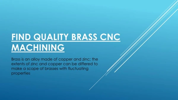 Find Quality Brass CNC Machining