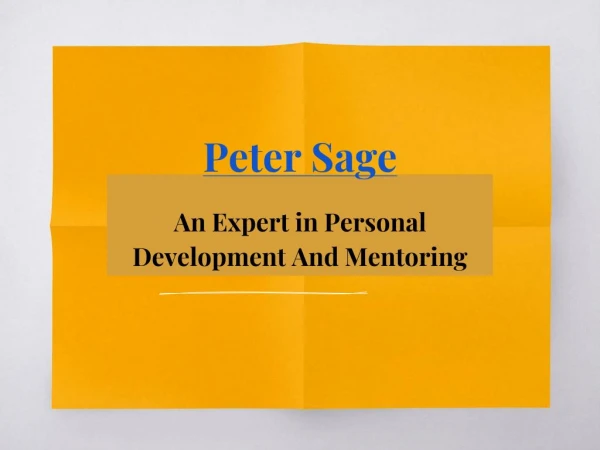 Peter Sage - A Renowned Public Speaker