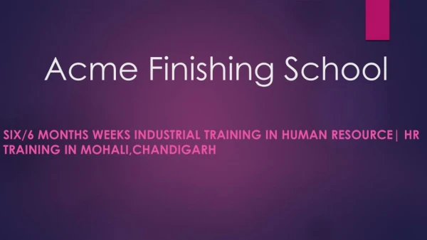 Six/6 months weeks industrial training in Human Resource| HR Training in Mohali,Chandigarh