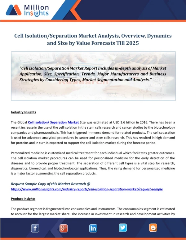 cell isolation separation market analysis