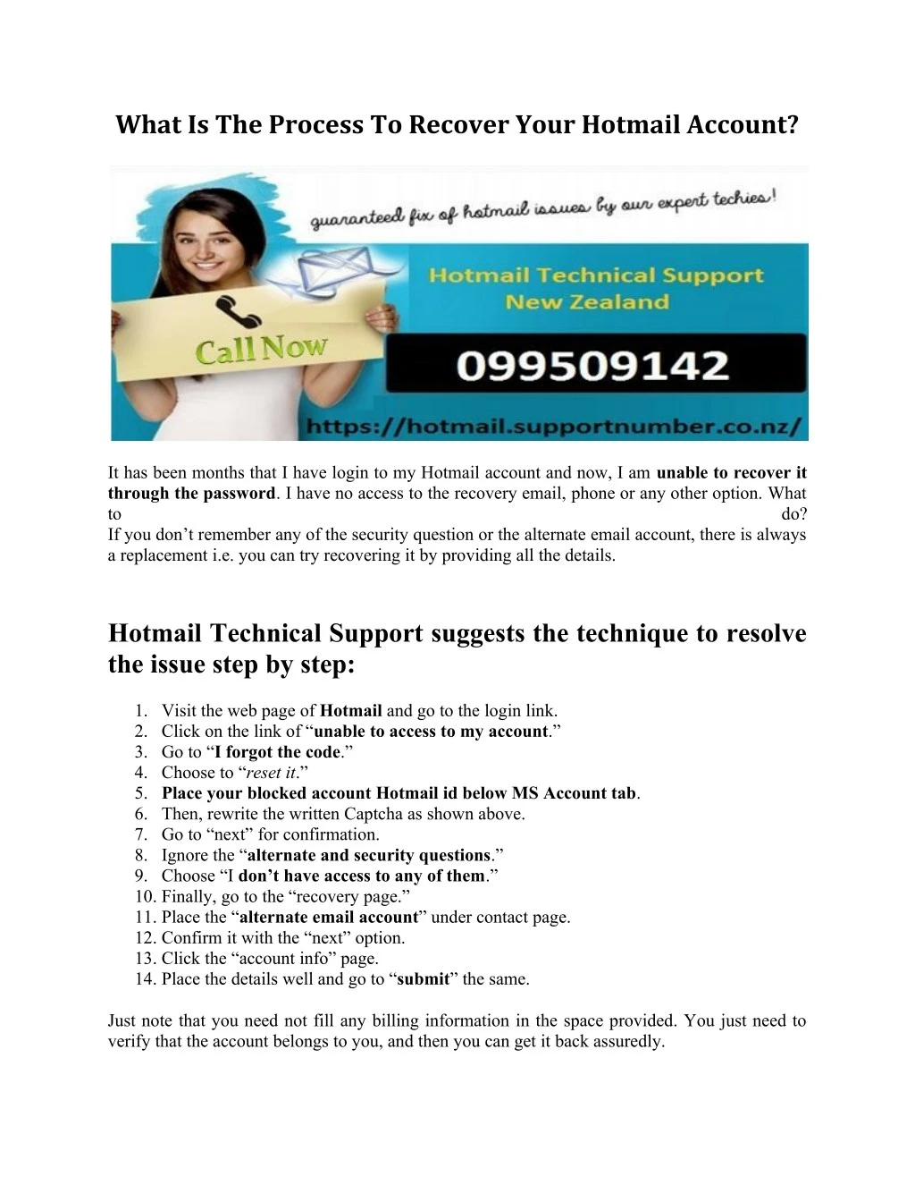 what is the process to recover your hotmail