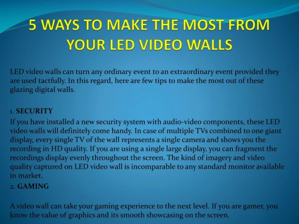 5 WAYS TO MAKE THE MOST FROM YOUR LED VIDEO WALLS