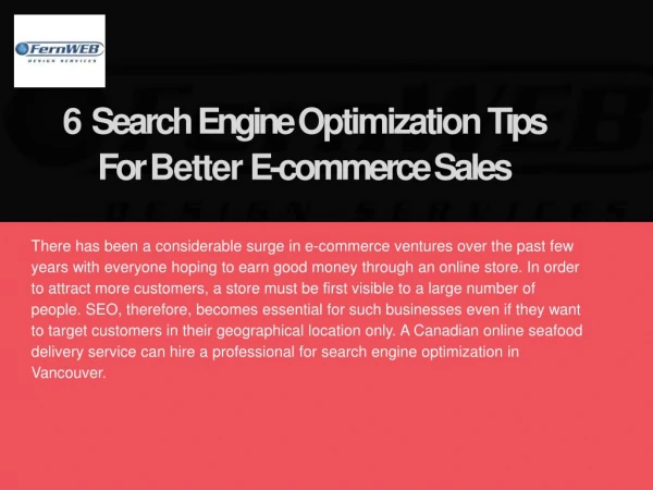 6 Search Engine Optimization Tips For Better E-commerce Sales