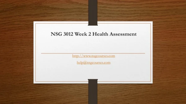 NSG 3012 Week 2 Health Assessment