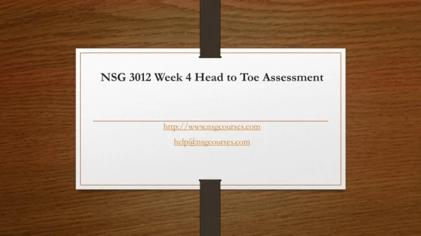 nsg 3012 week 4 head to toe assessment