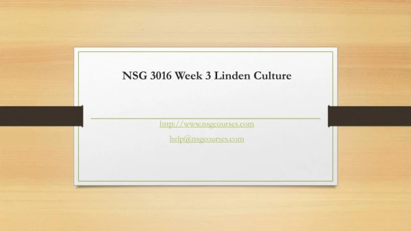 NSG 3016 Week 3 Linden Culture