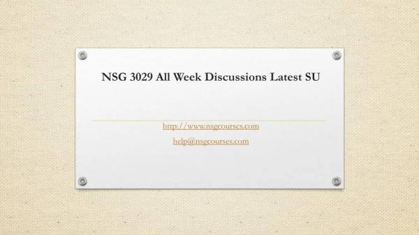 NSG 3029 All Week Discussions Latest SU
