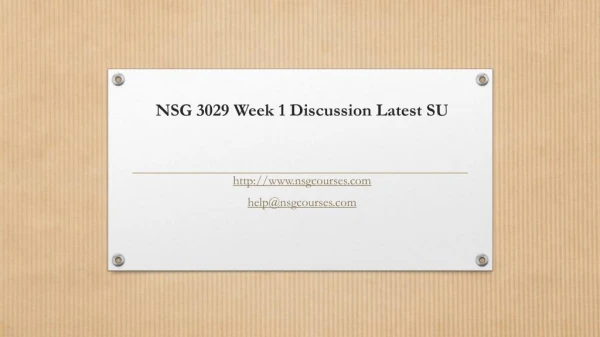 NSG 3029 Week 1 Discussion Latest SU