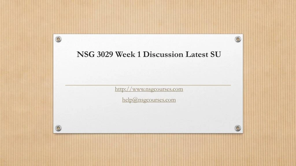 nsg 3029 week 1 discussion latest su