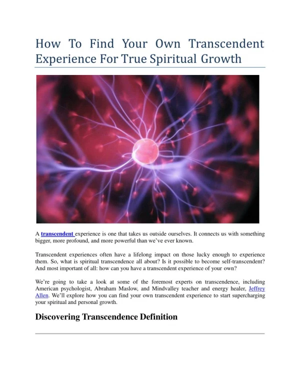 How To Find Your Own Transcendent Experience For True Spiritual Growth