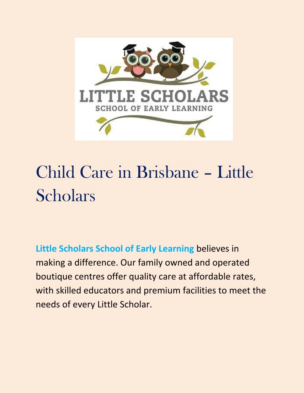 child care in brisbane little scholars