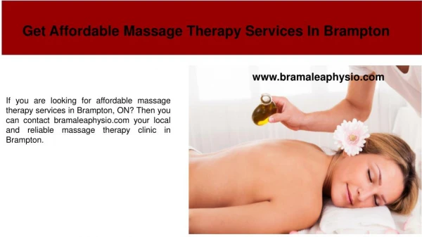 Affordable Massage Therapy Services In Brampton