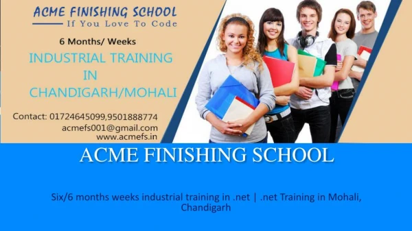 Six/6 months weeks industrial training in .net | .net Training in Mohali,Chandigarh