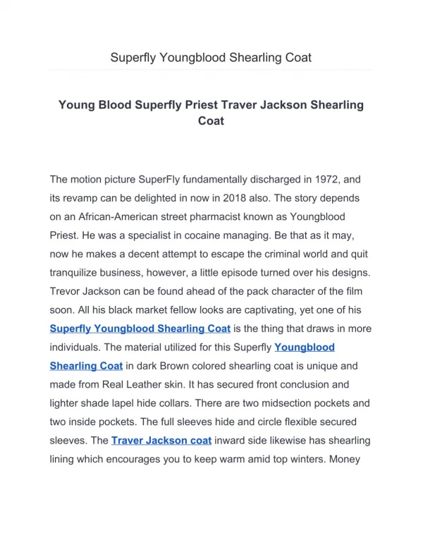 Superfly Trevor Jackson Young Blood Priest Trench Coat