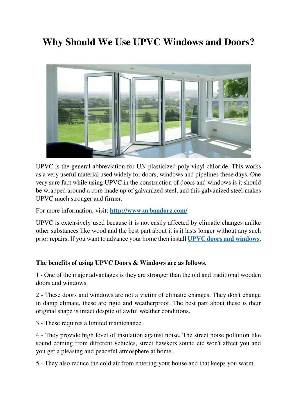 why should we use upvc windows and doors