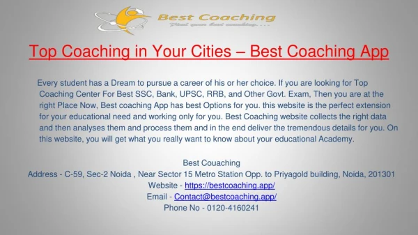 Best Coaching Center With Top Course