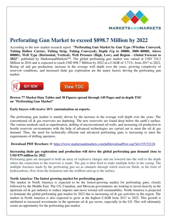 Perforating Gun Market to exceed $898.7 Million by 2022