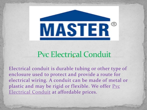 Pvc Electrical Conduit