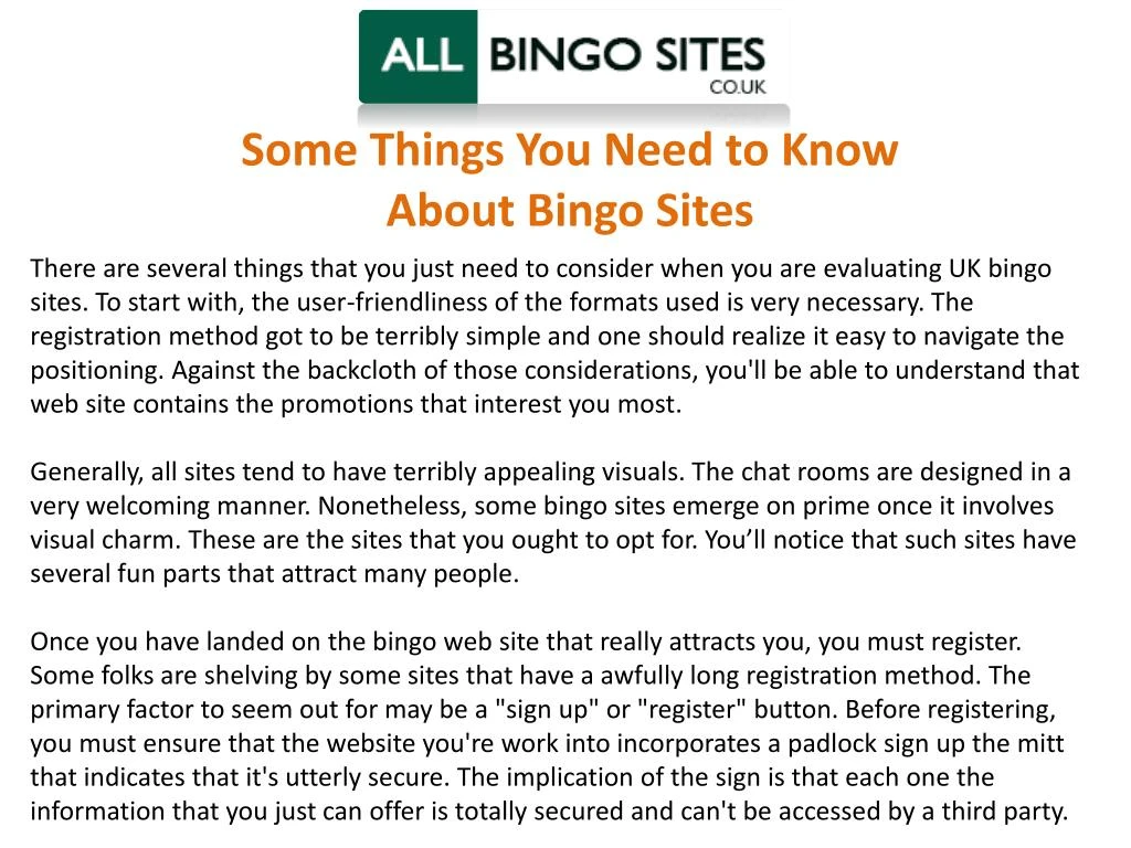 some things you need to know about bingo sites