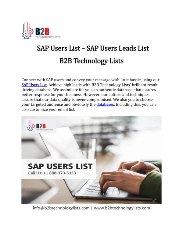 SAP Users List - SAP Users Leads List - B2B Technology Lists