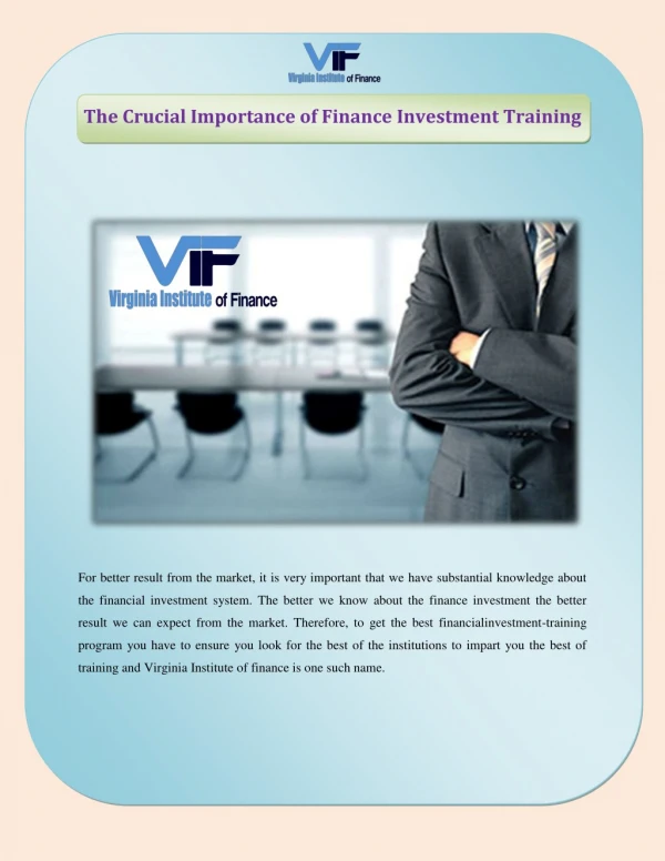 The Crucial Importance of Finance Investment Training
