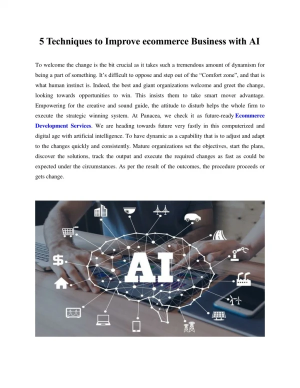 5 Techniques to Improve ecommerce Business with AI