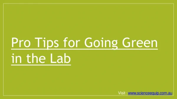 Pro Tips To Go Green in Lab