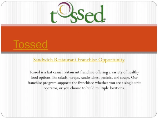 Sandwich Restaurant Franchise Opportunity
