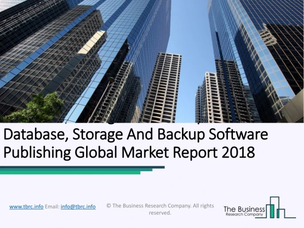 Database, Storage And Backup Software Publishing Global Market Report 2018