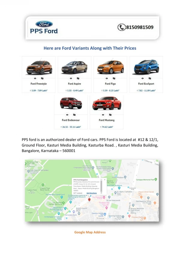 Ford Authorized Dealers in Bangalore