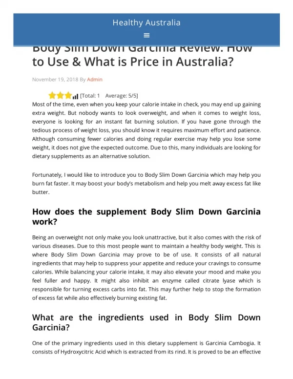 Body Slim Down & How Does It Work?