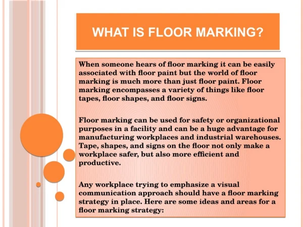 What is Floor Marking?