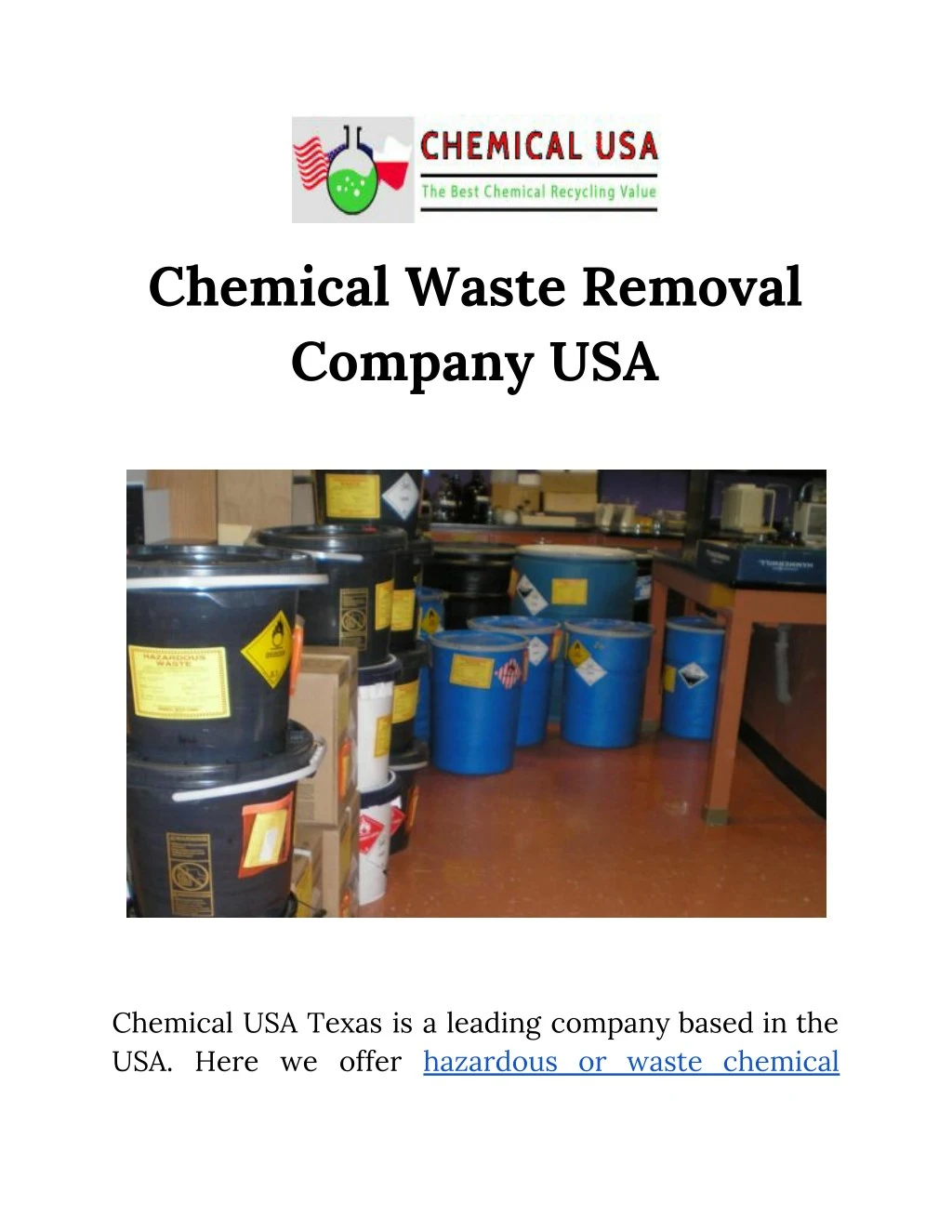 chemical waste removal company usa