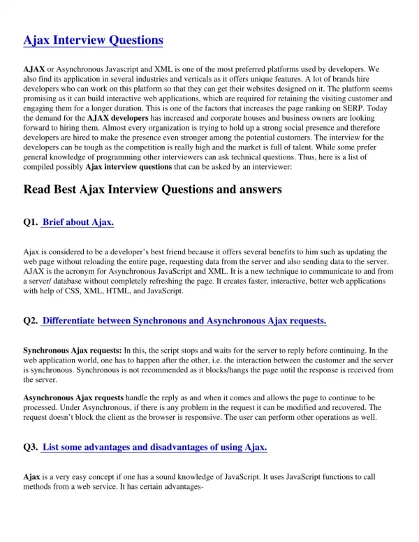 Ajax Interview Questions PDF