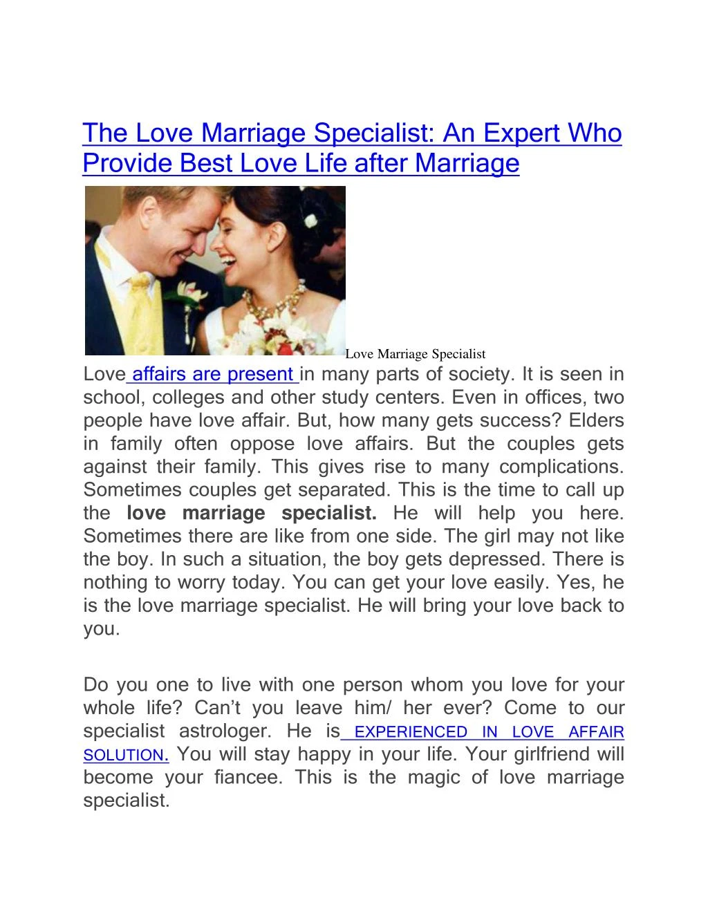 the love marriage specialist an expert