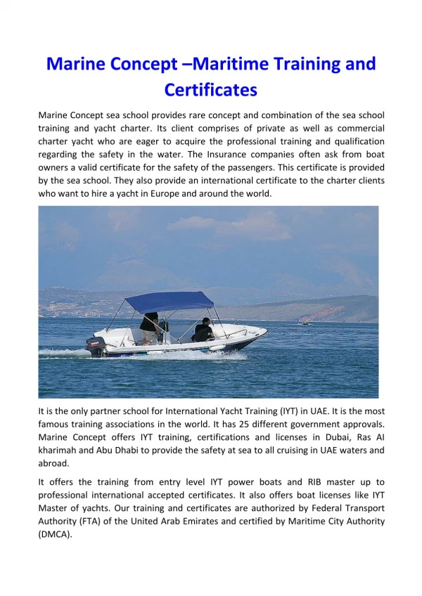 Marine Concept –Maritime Training and Certificates