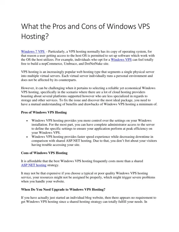 What the Pros and Cons of Windows VPS Hosting?