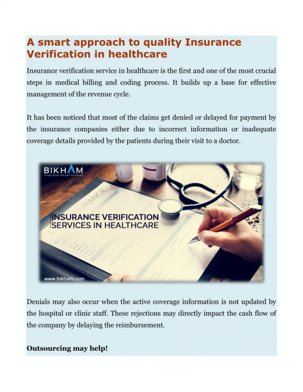 Insurance Verification Services in Healthcare