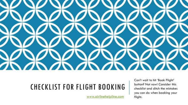 Checklist for Flight Booking