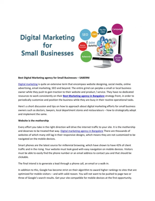 Best Digital Marketing agency for Small Businesses – SABERNI