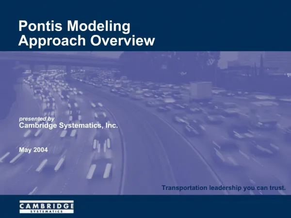 Pontis Modeling Approach Overview